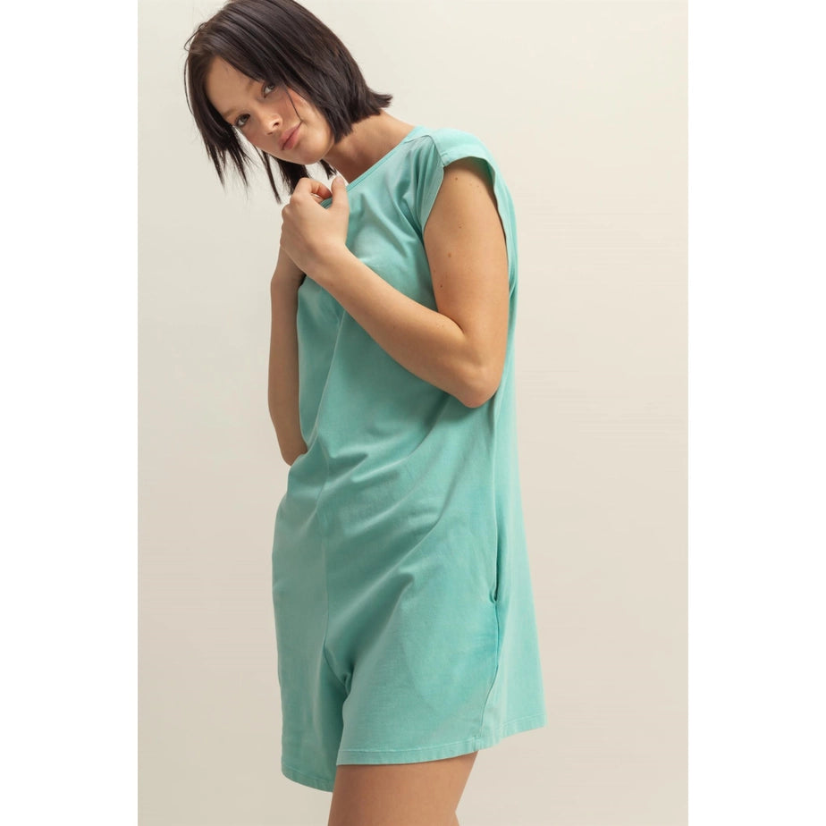 Sleeveless Relaxed Fit Breezy Romper (Turquoise)