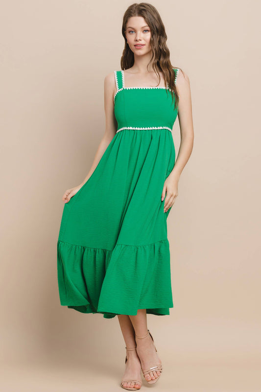 Contrast Wavy Detail Midi Dress