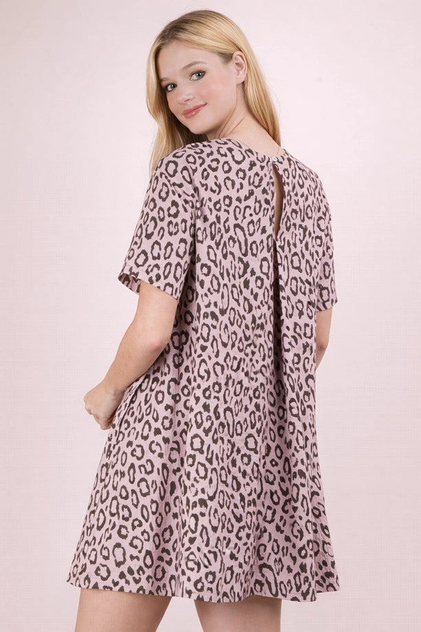 Leopard Printed Comfy Mini Dress
