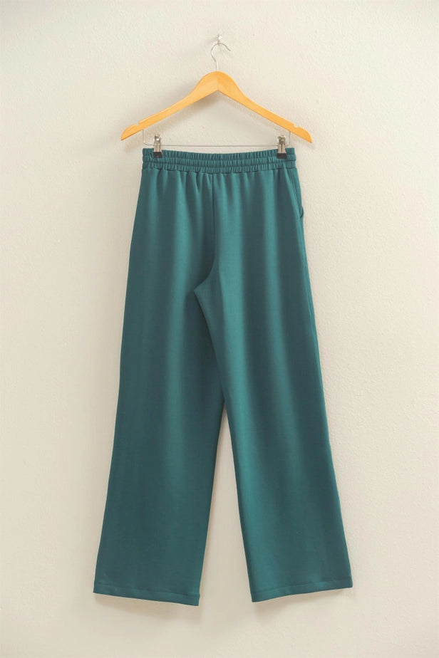 Double Knit High-Waist Wide-Leg Drawstring Sweatpants