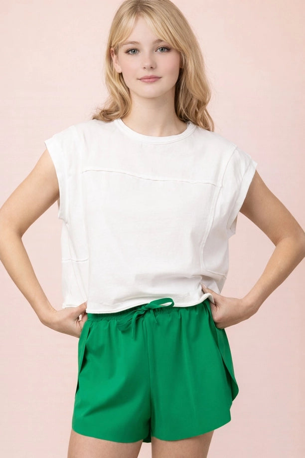 Mineral Washed Sleeveless Casual Knit Top