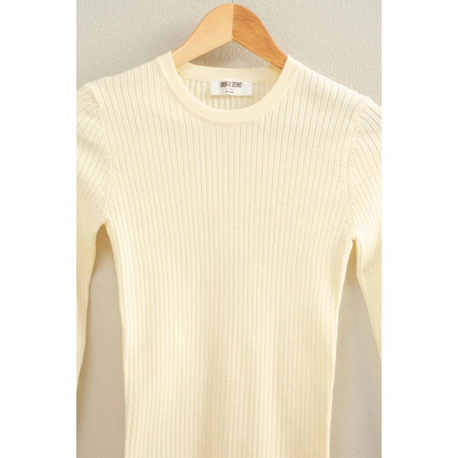 Ribbed Long Sleeve Knit Top