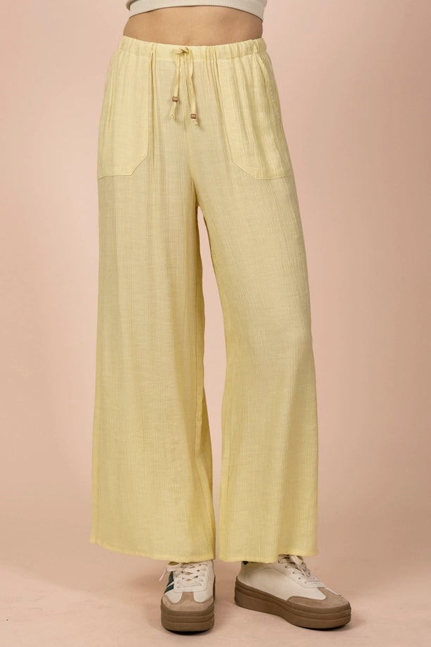 Butter Yellow Wide Leg Woven Pants