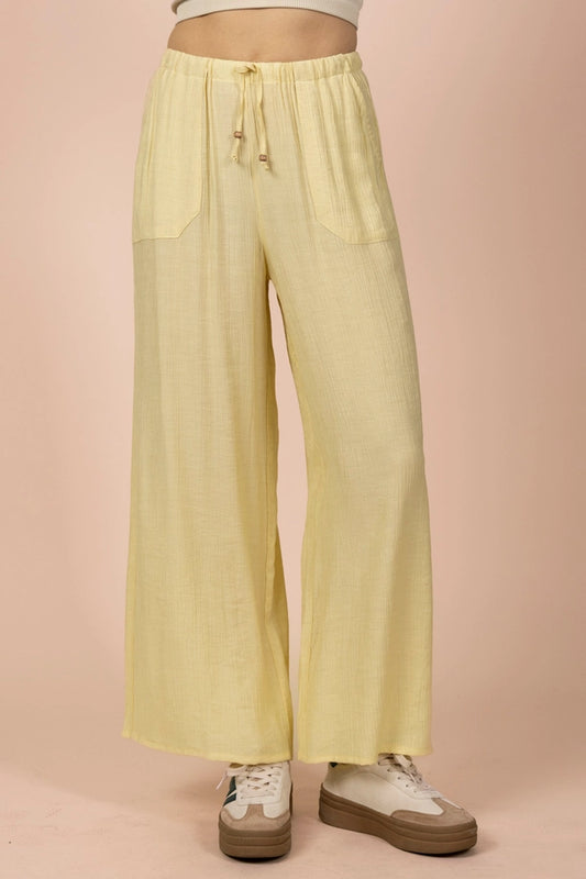 Butter Yellow Wide Leg Woven Pants