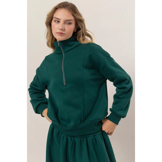 Dark Green Half Zip Sweatshirt