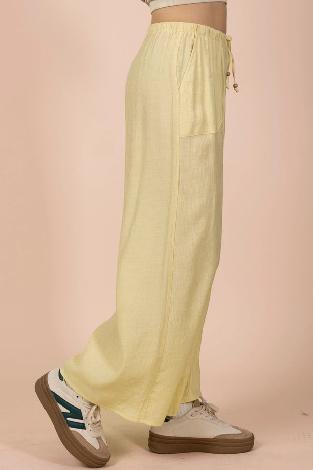 Butter Yellow Wide Leg Woven Pants