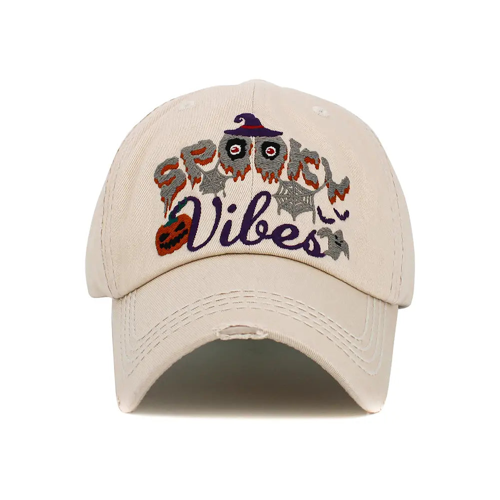 Spooky Halloween Washed Vintage Baseball Cap