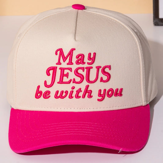 May Jesus Be with You Embroidered Letter Two Tone Cap