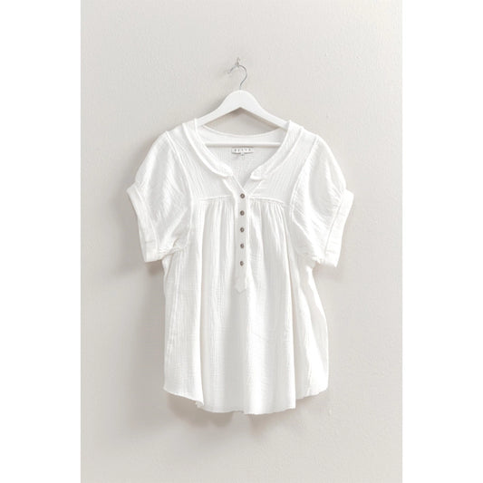 Double Gauze Short Sleeve Relaxed Fit Top