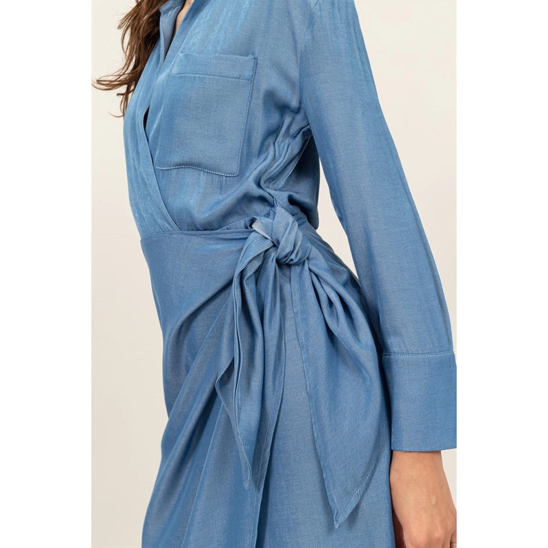 TIE-DETAIL Wrap Midi Dress