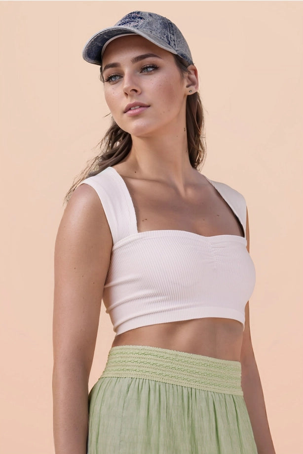 Sweetheart Neckline Fitted Knit Crop Top