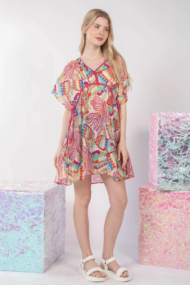 Multi Color Printed Coverup Dress