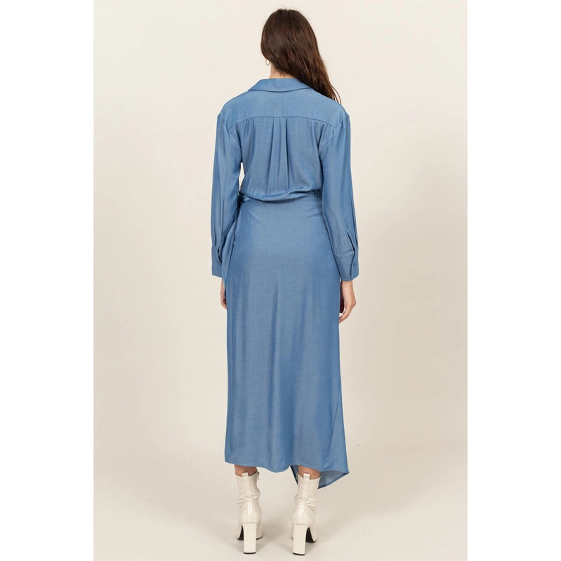 TIE-DETAIL Wrap Midi Dress