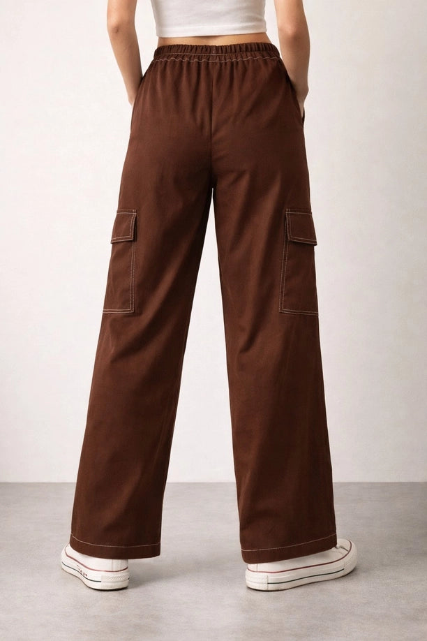Linen Wide Leg Cargo Pants