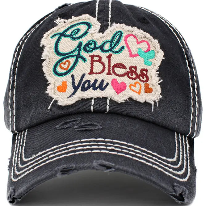 God Bless You Washed Vintage Baseball Cap