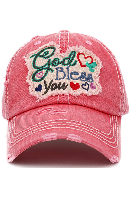 God Bless You Washed Vintage Baseball Cap