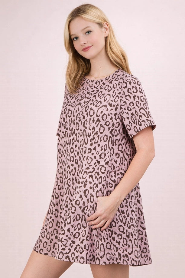 Leopard Printed Comfy Mini Dress