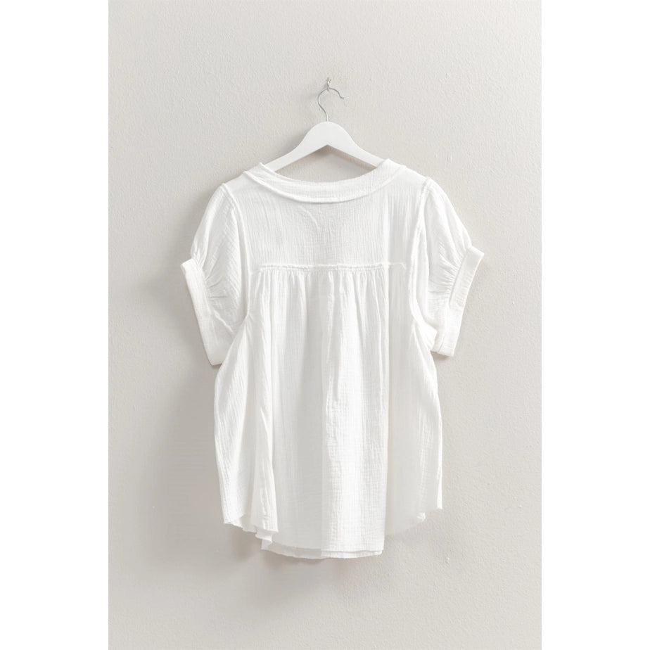 Double Gauze Short Sleeve Relaxed Fit Top
