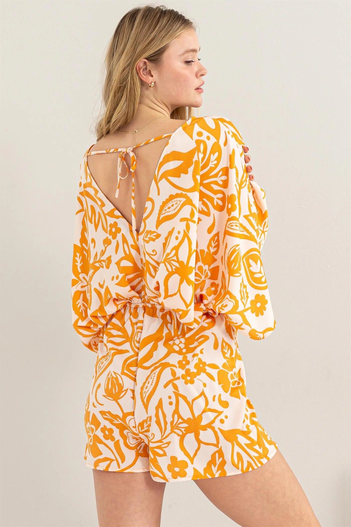 PAISLEY AND FLORAL PRINT KIMONO ROMPER