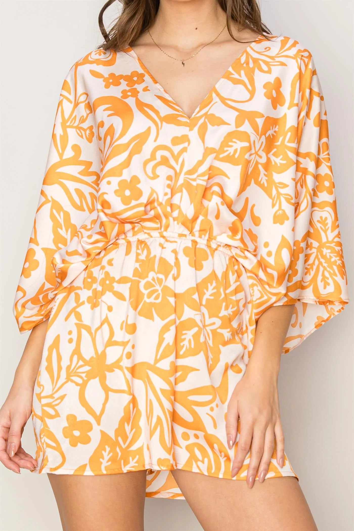 PAISLEY AND FLORAL PRINT KIMONO ROMPER