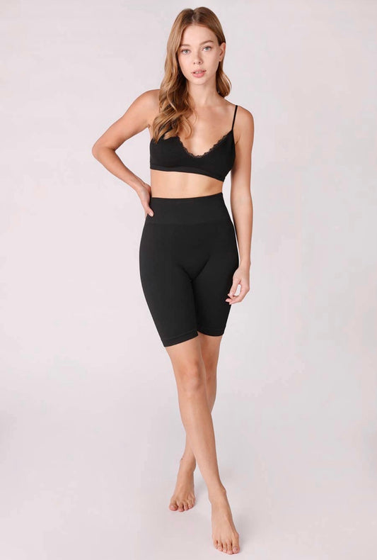 Ribbed High Waist Biker Shorts