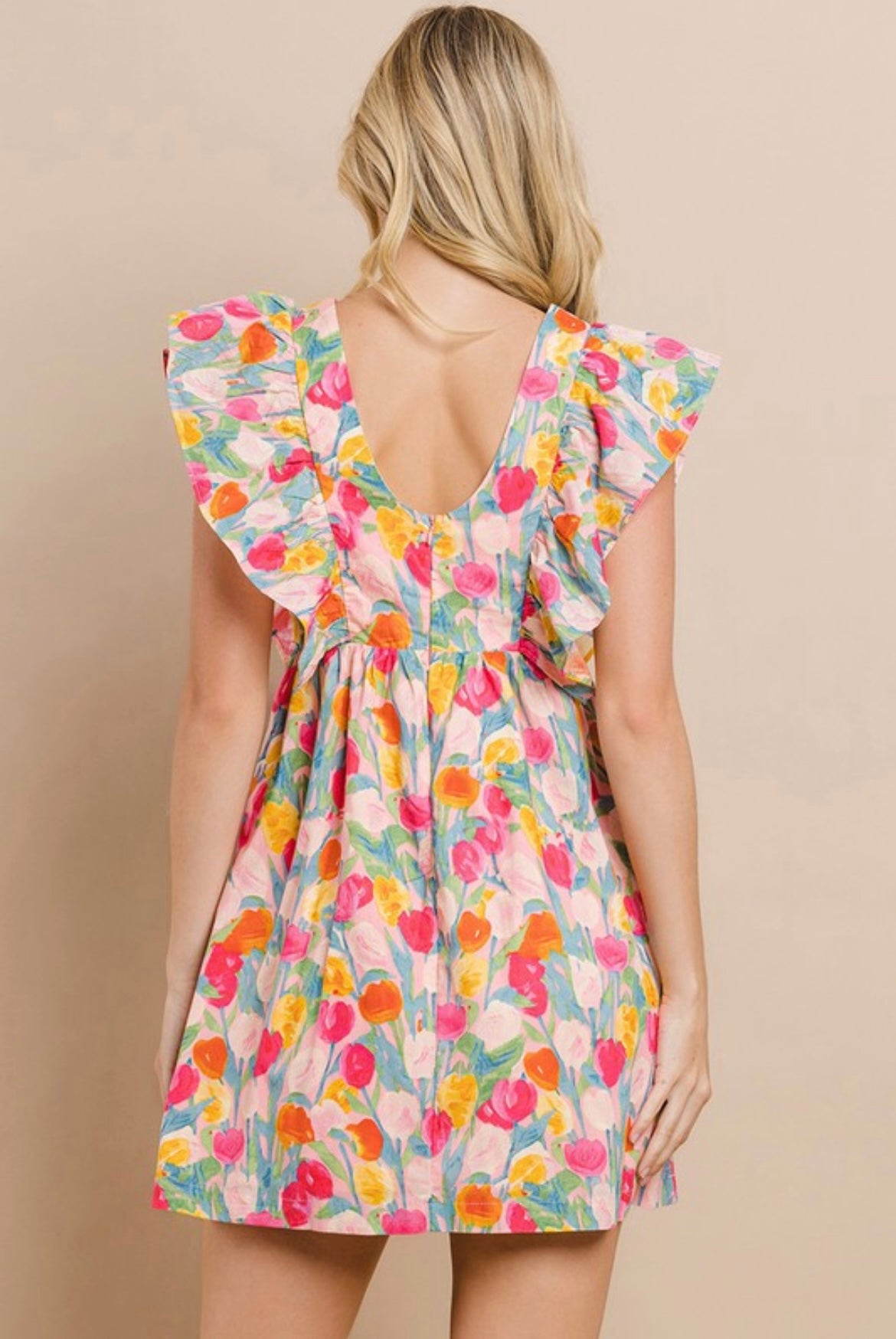 V - Neck Floral Dress