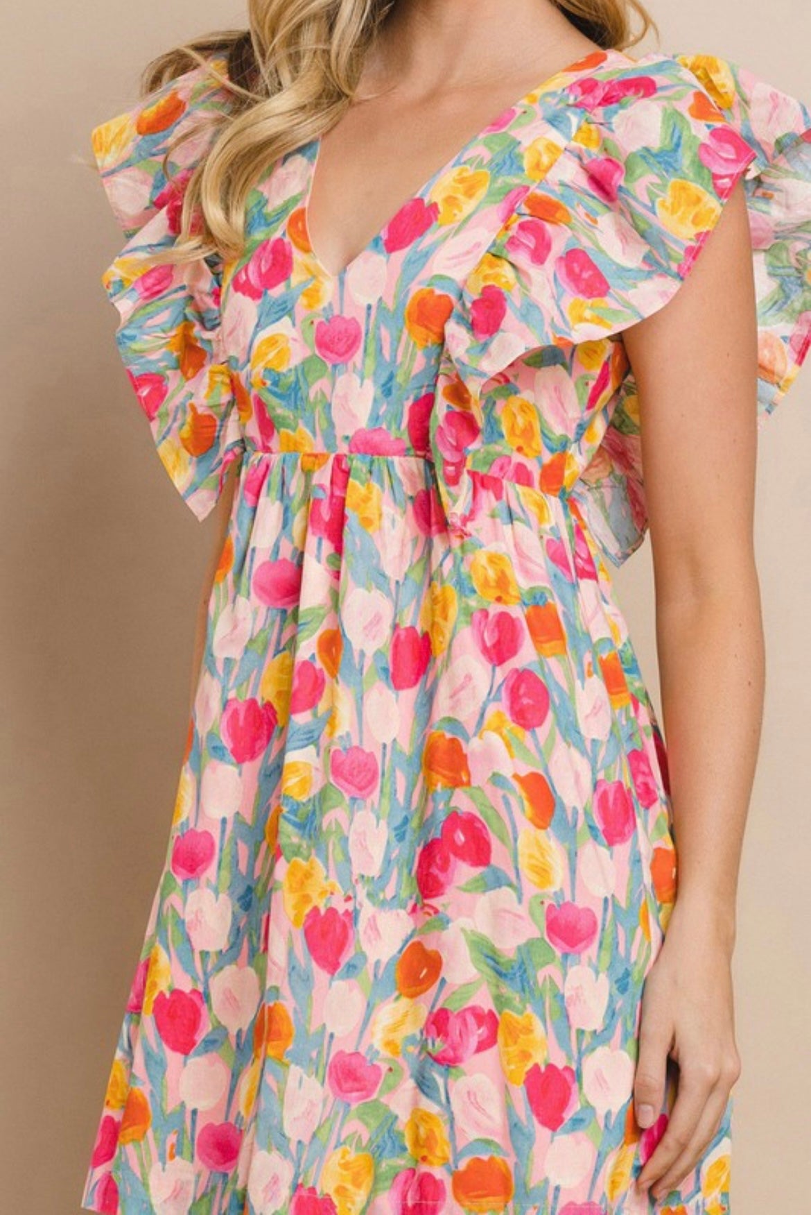 V - Neck Floral Dress