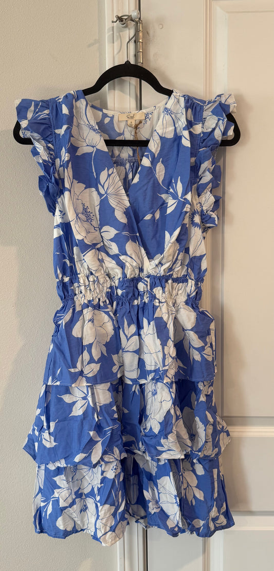 Blue Floral Tiered Dress