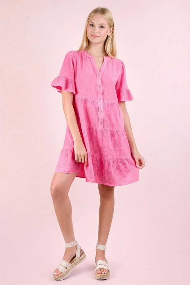 Gauze Baby Bell Dress (Pink)