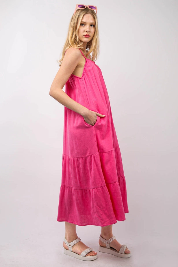 Cotton Gauze A-Line Midi Dress