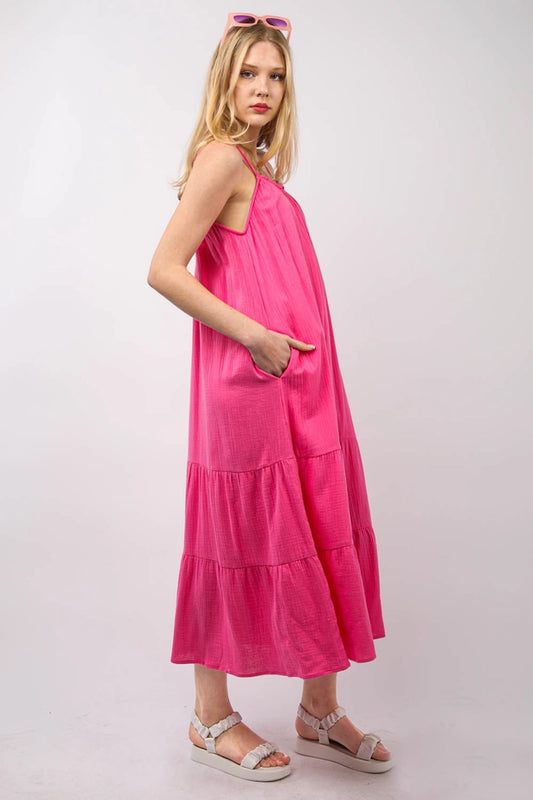 Cotton Gauze A-Line Midi Dress