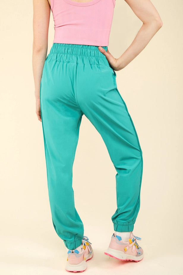 High Waisted Cargo Active Joggers w/ Pockets (Jade)