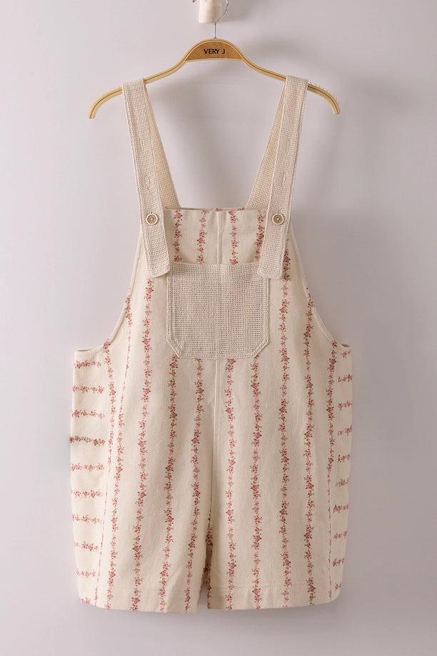 Floral Print Casual Overall