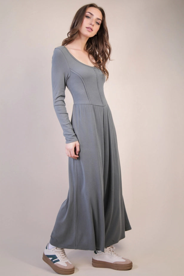 Wide Leg Solid Knit Casual Jumpsuit