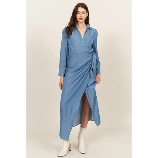 TIE-DETAIL Wrap Midi Dress