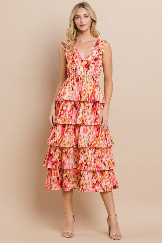 Abstract Tiered Dress