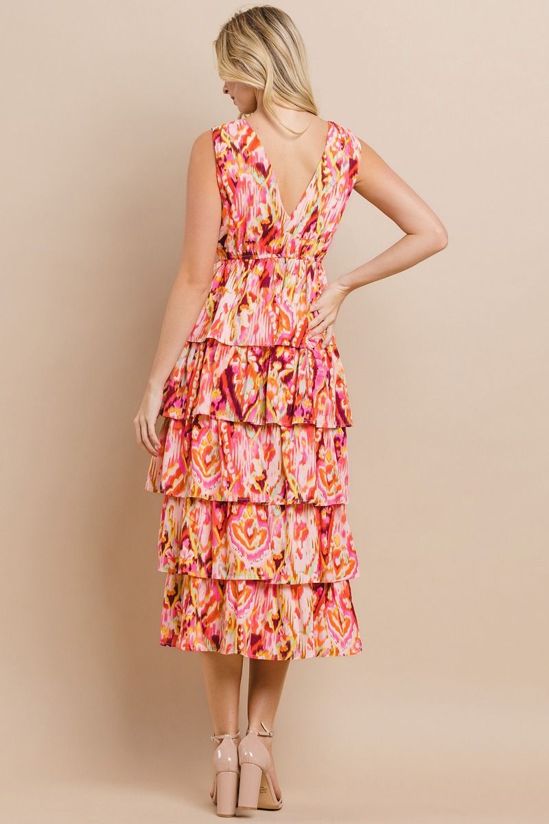Abstract Tiered Dress