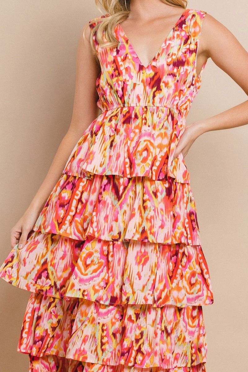 Abstract Tiered Dress