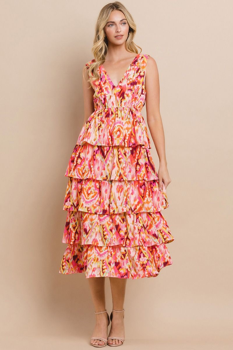 Abstract Tiered Dress