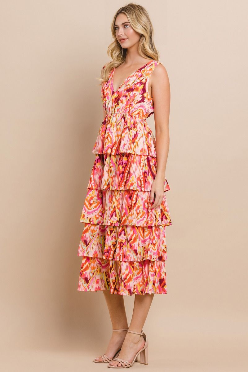 Abstract Tiered Dress