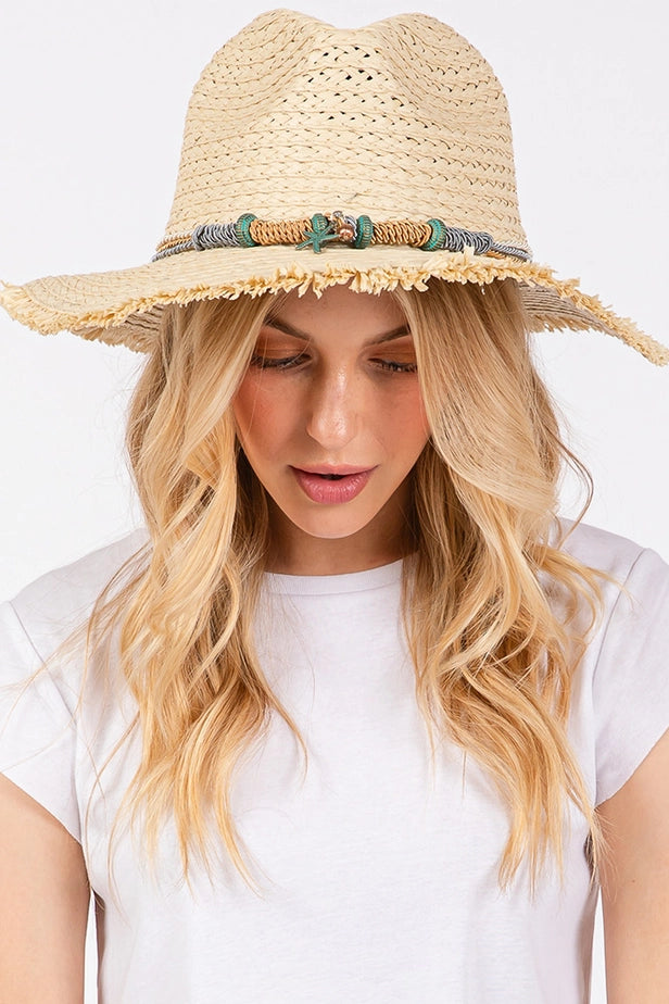 Braided Starfish Band Frayed Straw