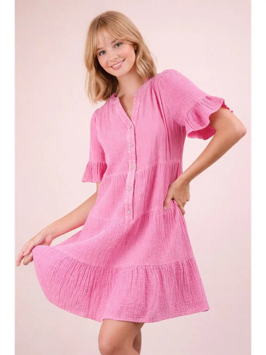 Gauze Baby Bell Dress (Pink)