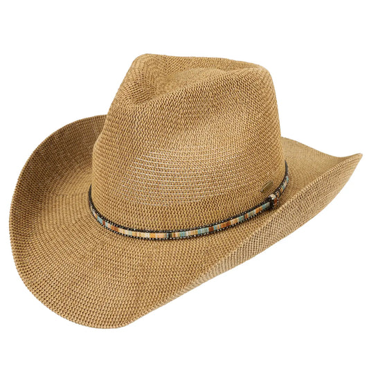 C.C Multi Colored Trim Band Knitted Cowboy Hat