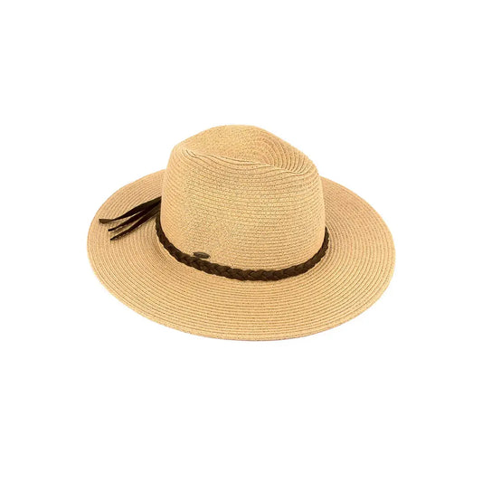 C.C Straw Panama Hat with Tied Ribbon