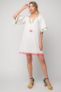 EMBROIDERED COTTON GAUZE DRESS