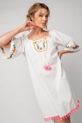 EMBROIDERED COTTON GAUZE DRESS