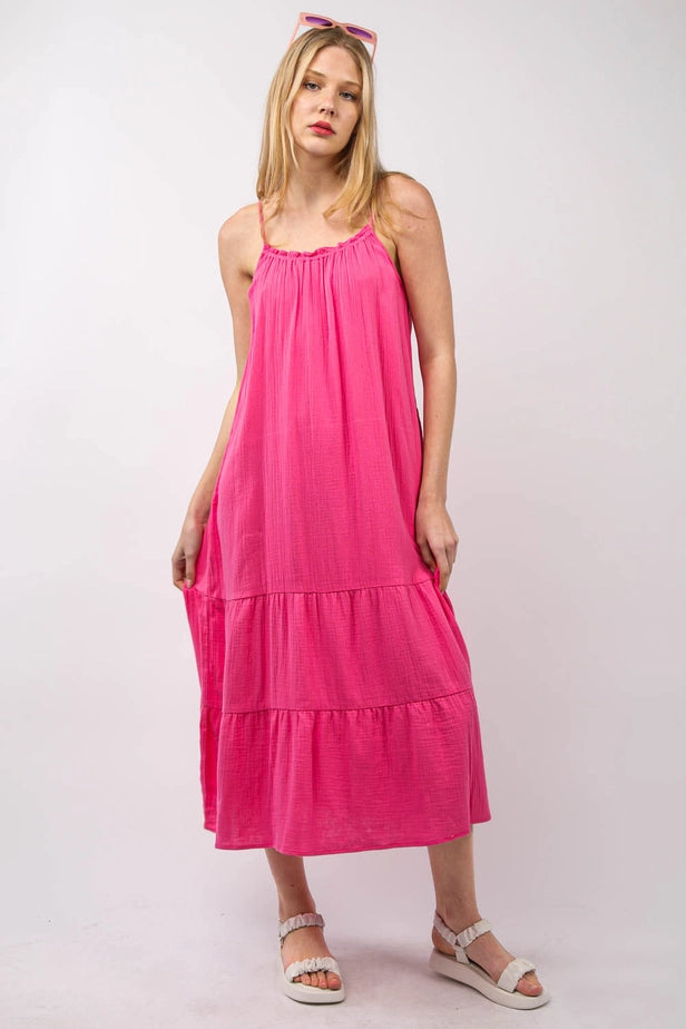 Cotton Gauze A-Line Midi Dress
