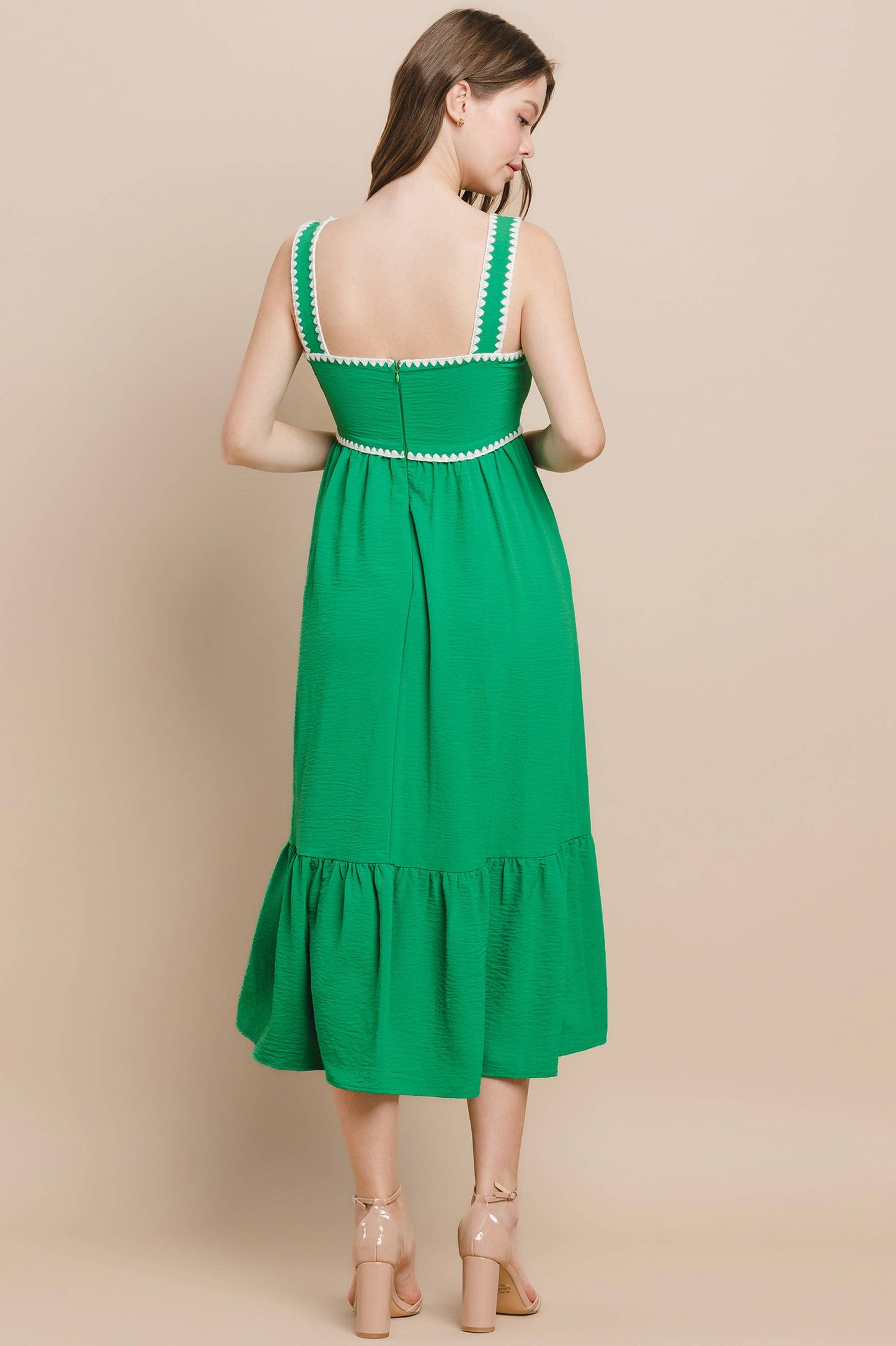 Contrast Wavy Detail Midi Dress