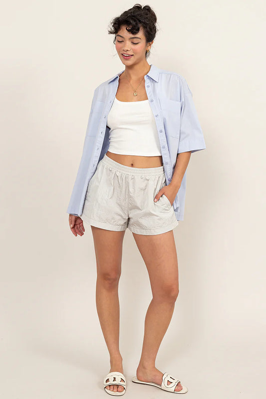 MID WAIST NYLON SHORTS
