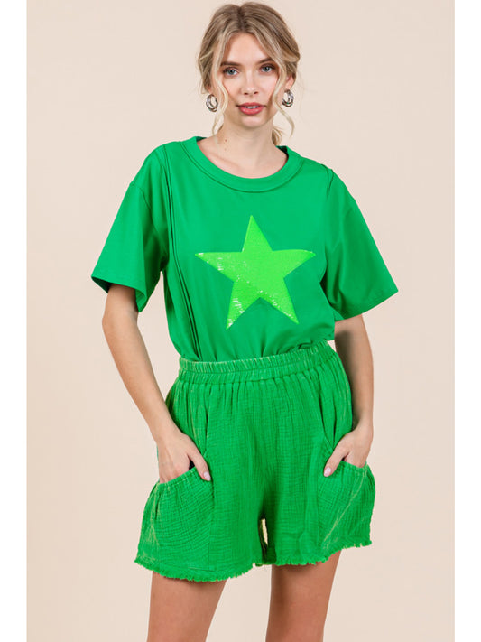 Green Gauze Shorts